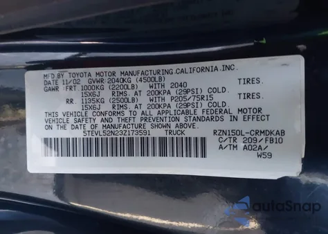 2003 Toyota Tacoma z USA, uszkodzony, nr VIN 5TEVL52N23Z173591